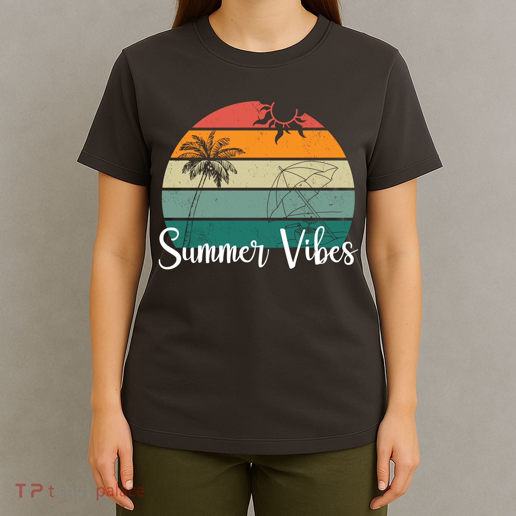 Summer Vibes Palm Trees Retro Sunset T-Shirt