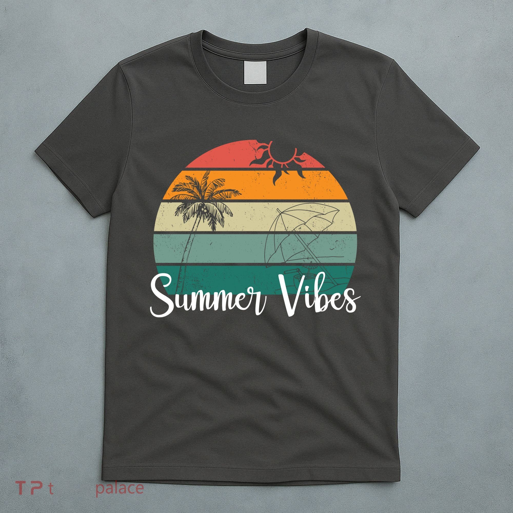 Summer Vibes Palm Trees Retro Sunset T-Shirt