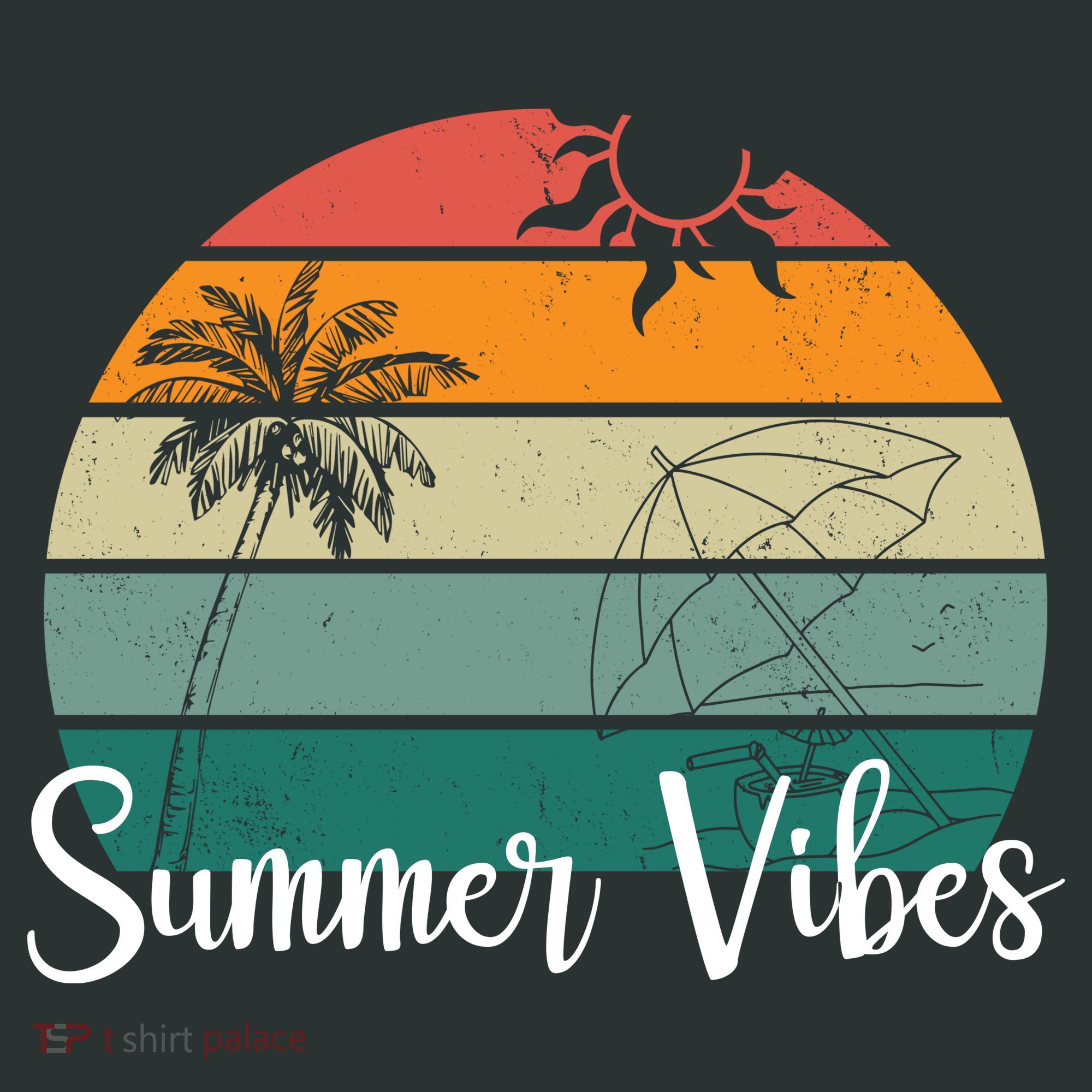 Summer Vibes Palm Trees Retro Sunset Coaster