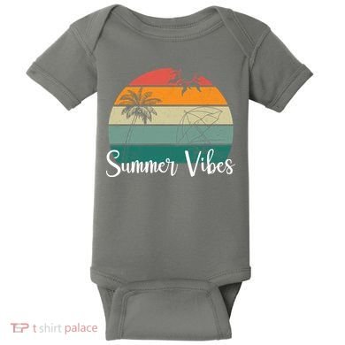 Summer Vibes Palm Trees Retro Sunset Baby Bodysuit