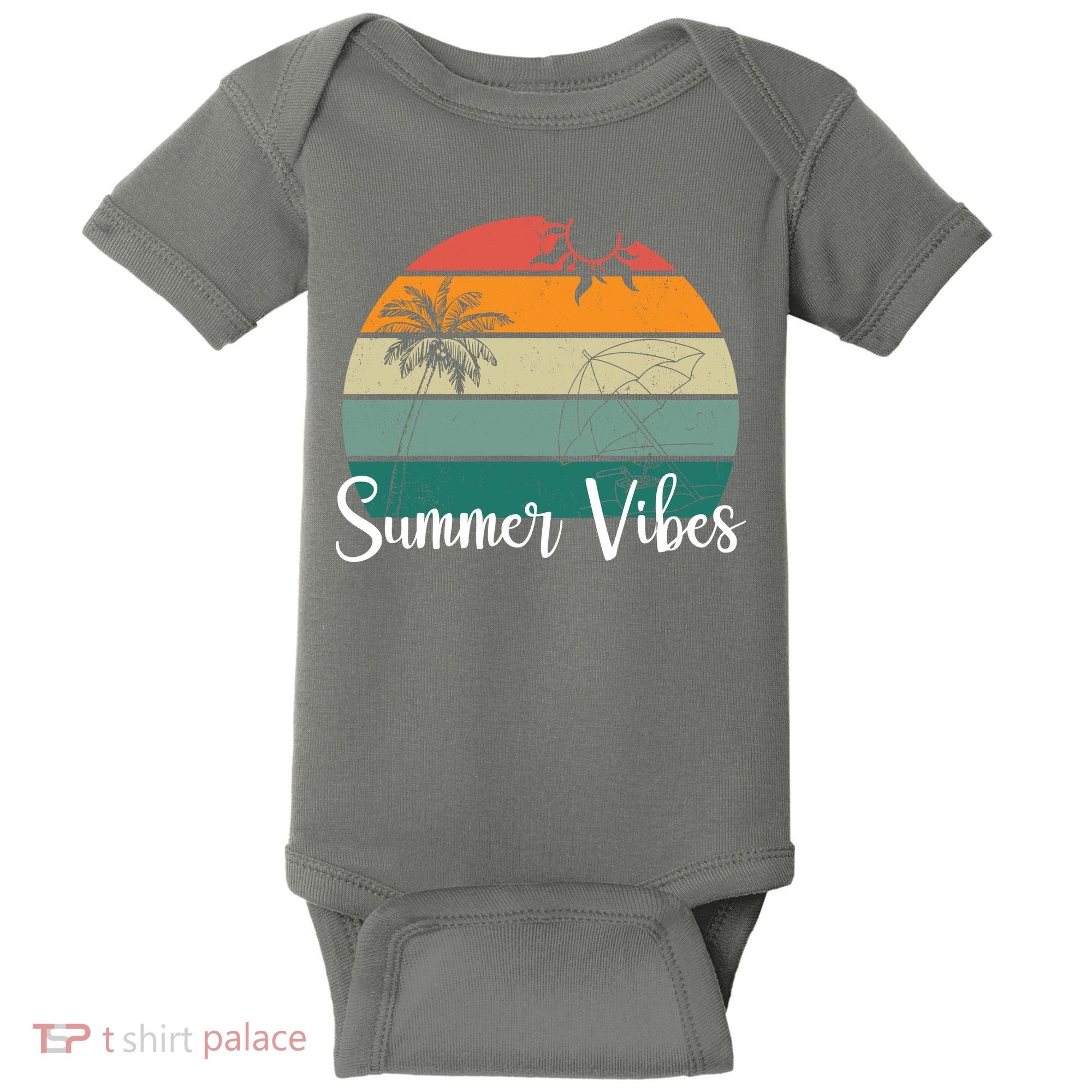 Summer Vibes Palm Trees Retro Sunset Baby Bodysuit