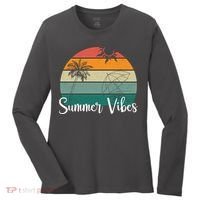 Summer Vibes Palm Trees Retro Sunset Women's Long Sleeve Shirt thumb 0