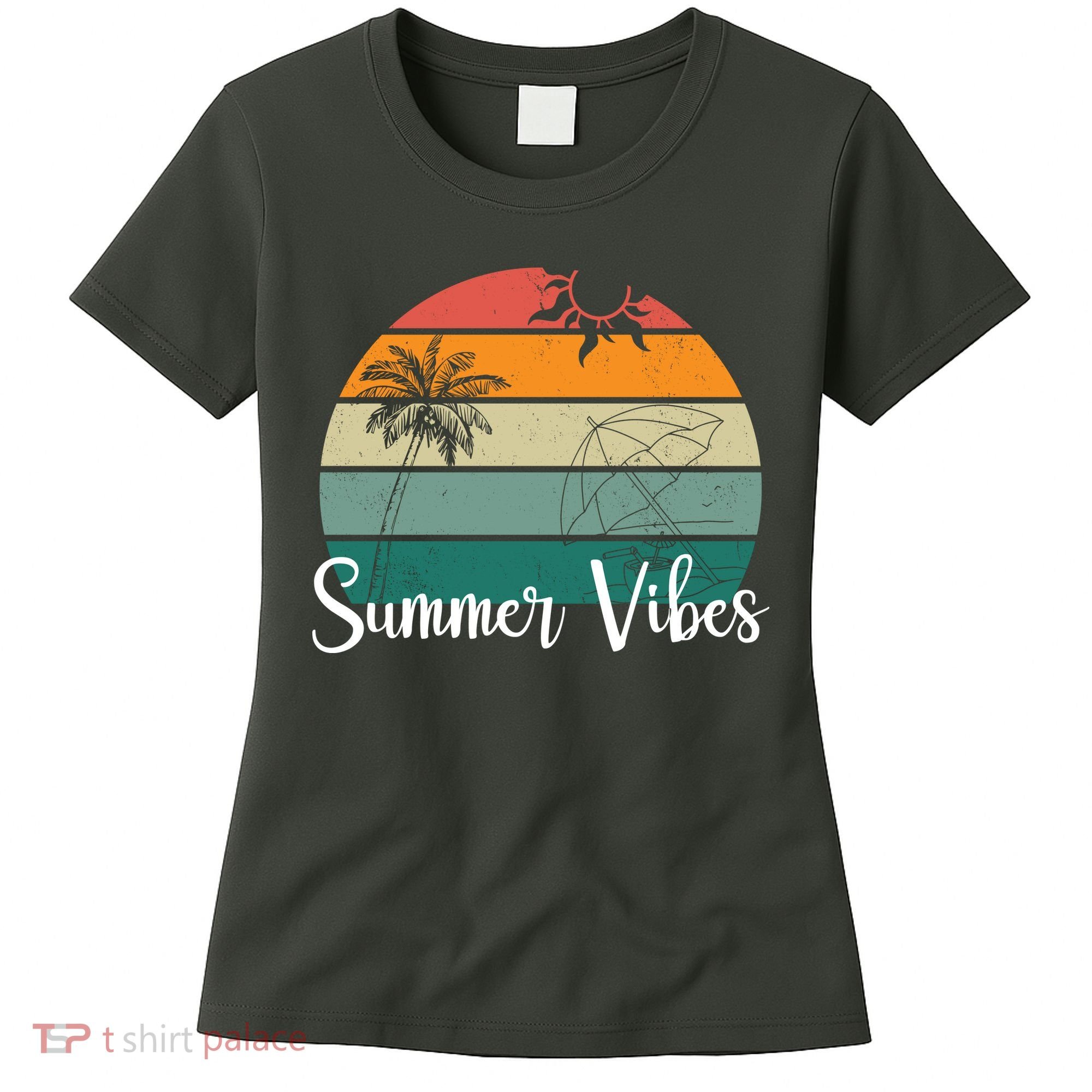 Summer Vibes Palm Trees Retro Sunset Women's T-Shirt