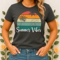 Summer Vibes Palm Trees Retro Sunset Women's T-Shirt thumb 2