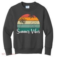 Summer Vibes Palm Trees Retro Sunset Kids Sweatshirt thumb 0