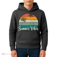 Summer Vibes Palm Trees Retro Sunset Kids Hoodie thumb 4