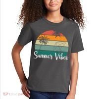 Summer Vibes Palm Trees Retro Sunset Kids T-Shirt thumb 2