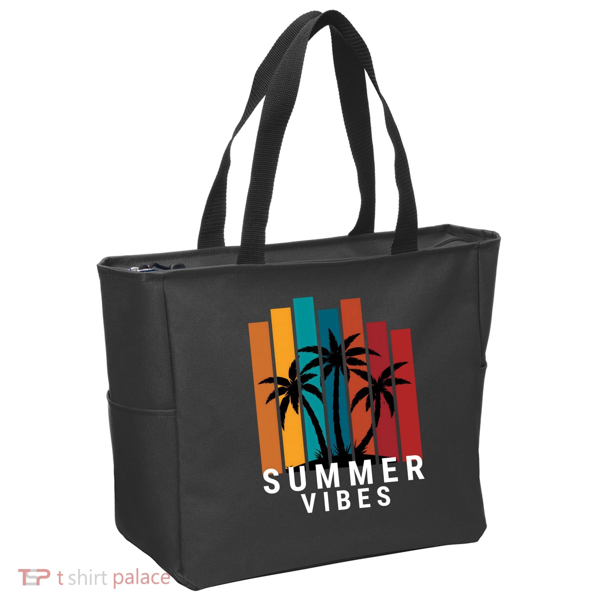 Summer Vibes Retro Palm Tree Tote Bag