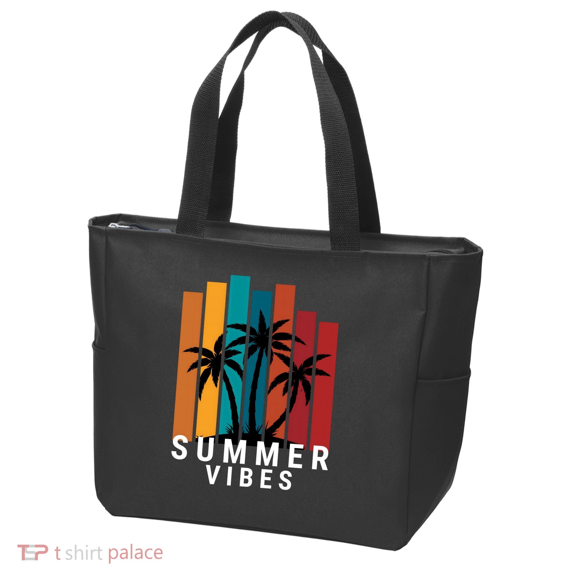 Summer Vibes Retro Palm Tree Tote Bag