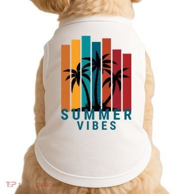 Summer Vibes Retro Palm Tree Doggie Tank