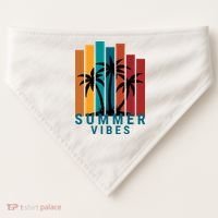 Summer Vibes Retro Palm Tree USA-Made Doggie Bandana thumb 0