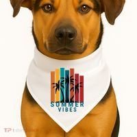 Summer Vibes Retro Palm Tree USA-Made Doggie Bandana thumb 1