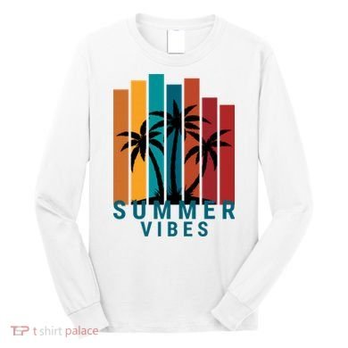 Summer Vibes Retro Palm Tree Long Sleeve Shirt