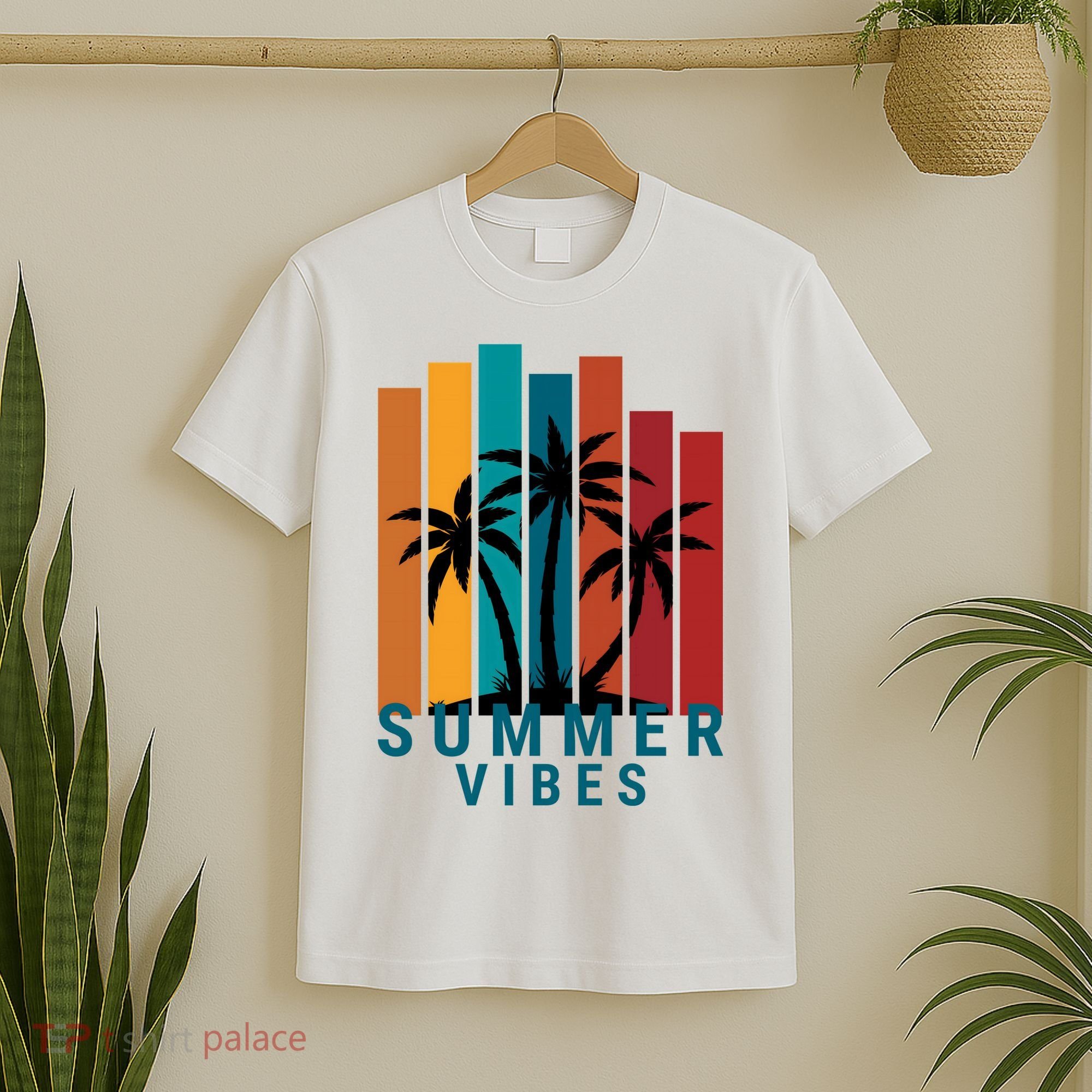 Summer Vibes Retro Palm Tree T-Shirt