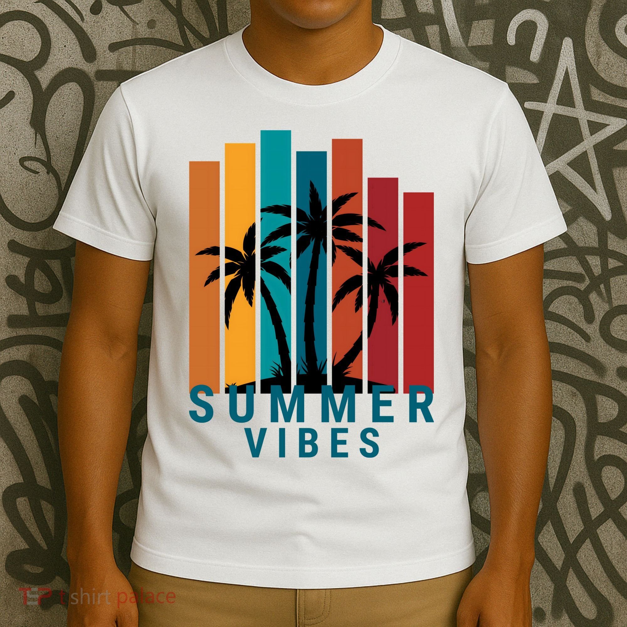 Summer Vibes Retro Palm Tree T-Shirt