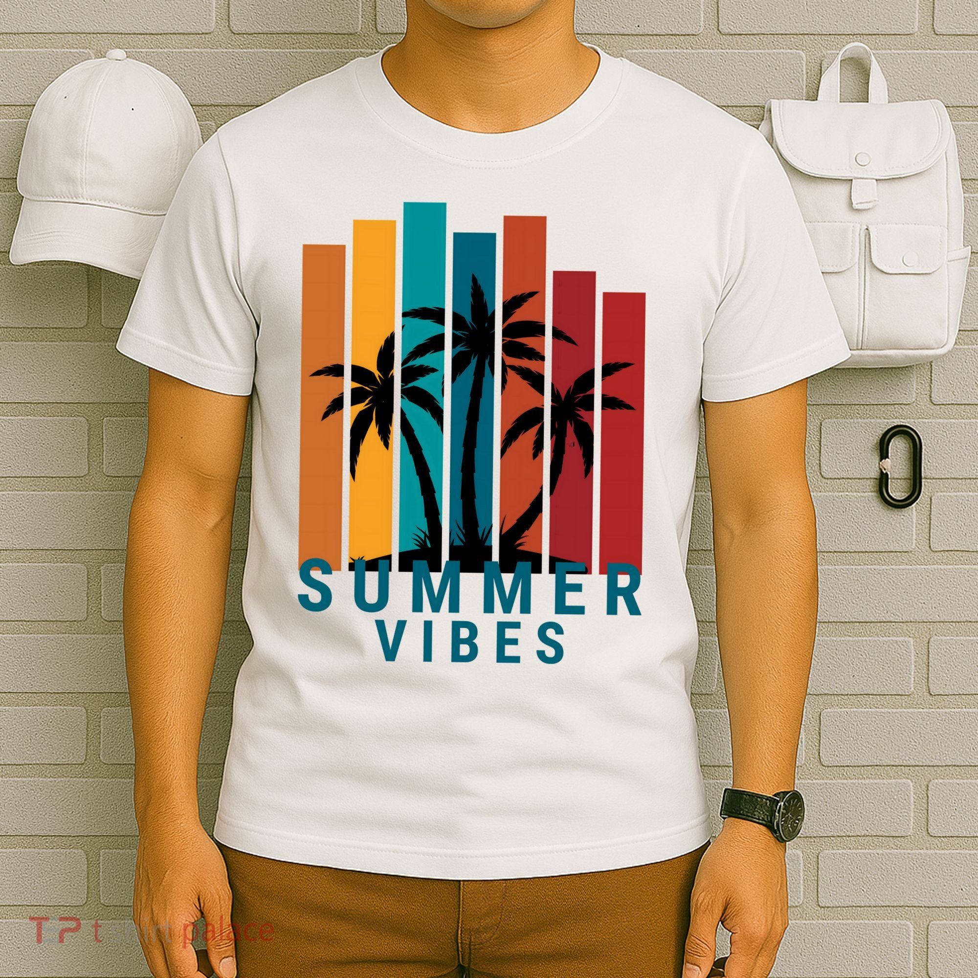 Summer Vibes Retro Palm Tree T-Shirt