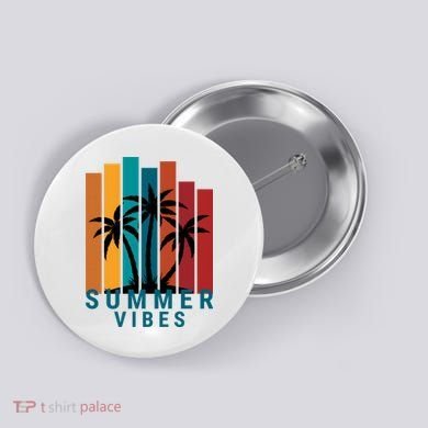 Summer Vibes Retro Palm Tree Button