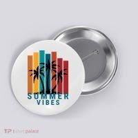 Summer Vibes Retro Palm Tree Button thumb 0