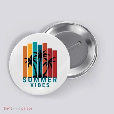 Summer Vibes Retro Palm Tree Button