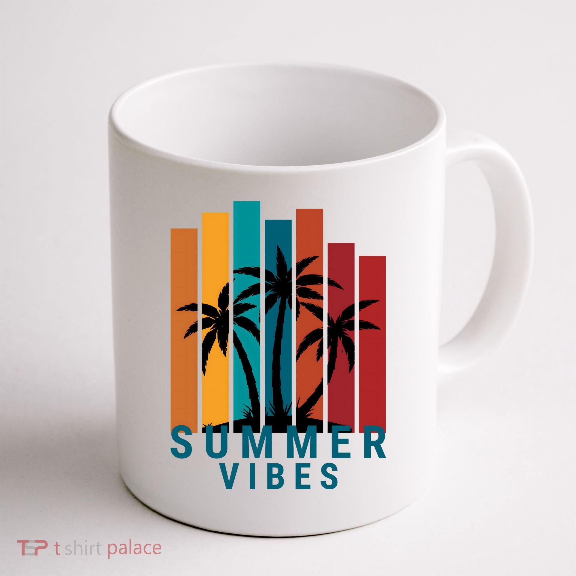 Summer Vibes Retro Palm Tree Coffee Mug