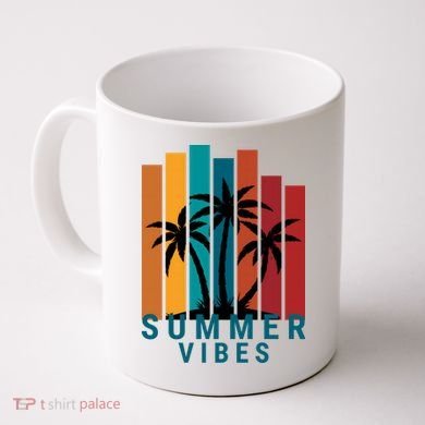 Summer Vibes Retro Palm Tree Coffee Mug