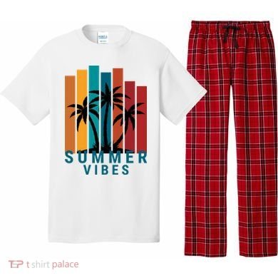 Summer Vibes Retro Palm Tree Pajama Set