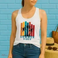 Summer Vibes Retro Palm Tree Women's Tank Top thumb 2