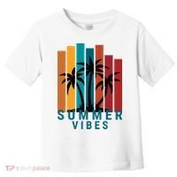 Summer Vibes Retro Palm Tree Toddler T-Shirt thumb 0