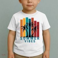 Summer Vibes Retro Palm Tree Toddler T-Shirt thumb 2