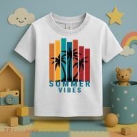 Summer Vibes Retro Palm Tree Toddler T-Shirt thumb 3