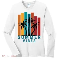 Summer Vibes Retro Palm Tree Women's Long Sleeve Shirt thumb 0
