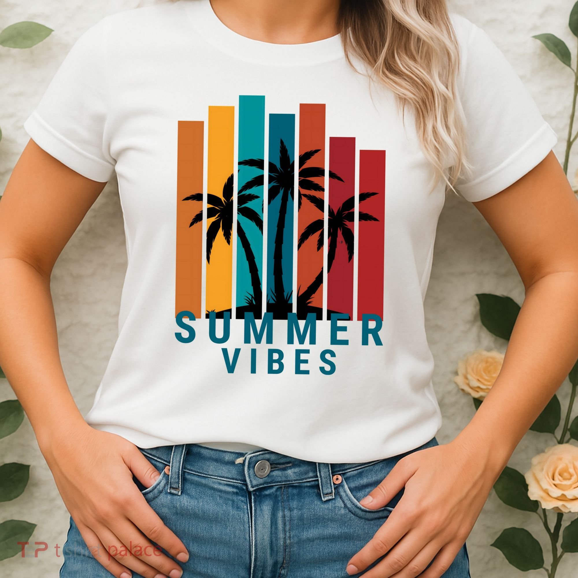 Summer Vibes Retro Palm Tree Women's T-Shirt