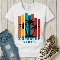 Summer Vibes Retro Palm Tree Women's T-Shirt thumb 3