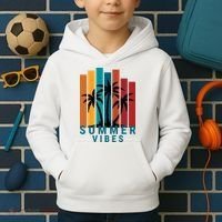 Summer Vibes Retro Palm Tree Kids Hoodie thumb 2