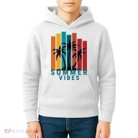 Summer Vibes Retro Palm Tree Kids Hoodie thumb 4