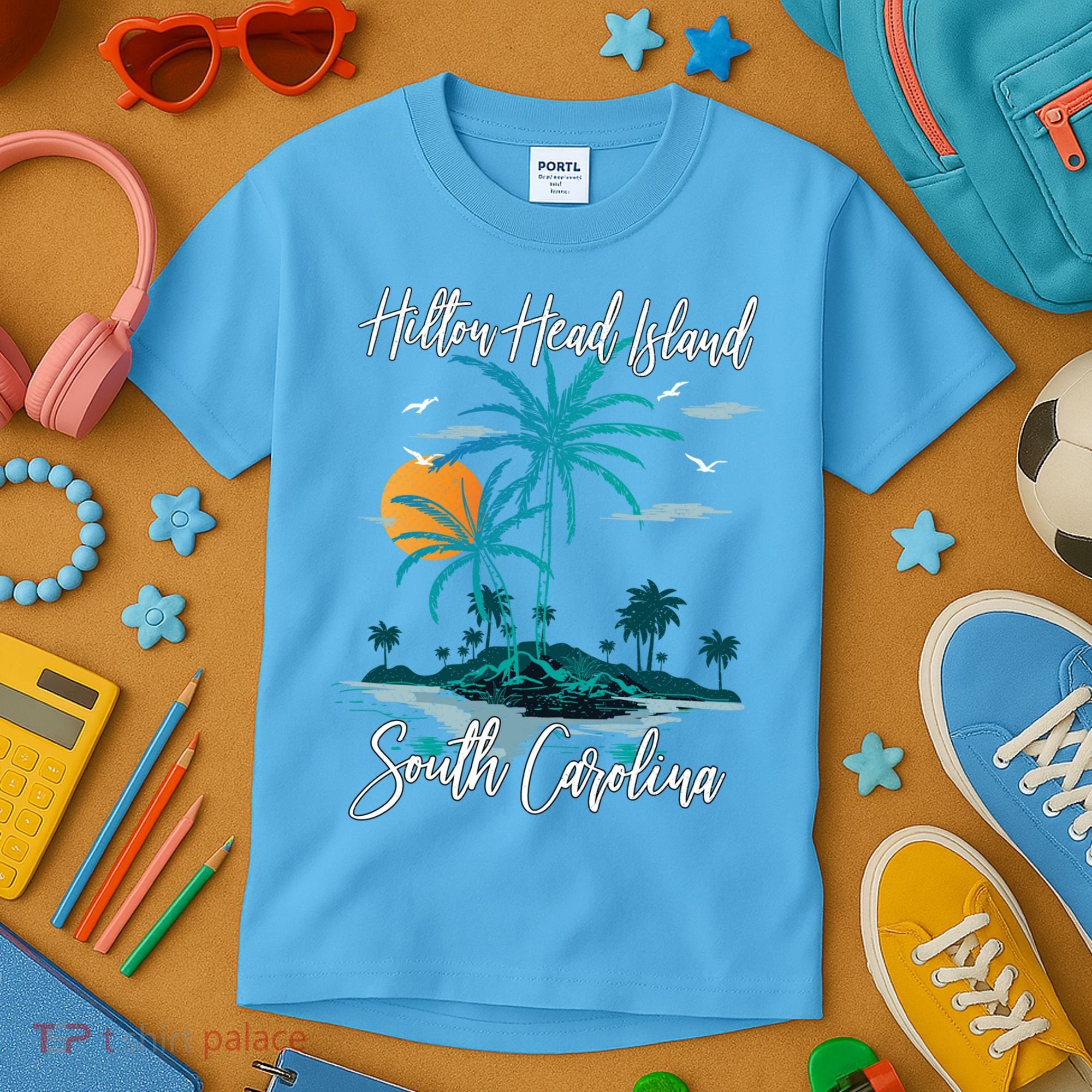 Summer Vacation Retro South Carolina Hilton Head Island Gift Kids T-Shirt
