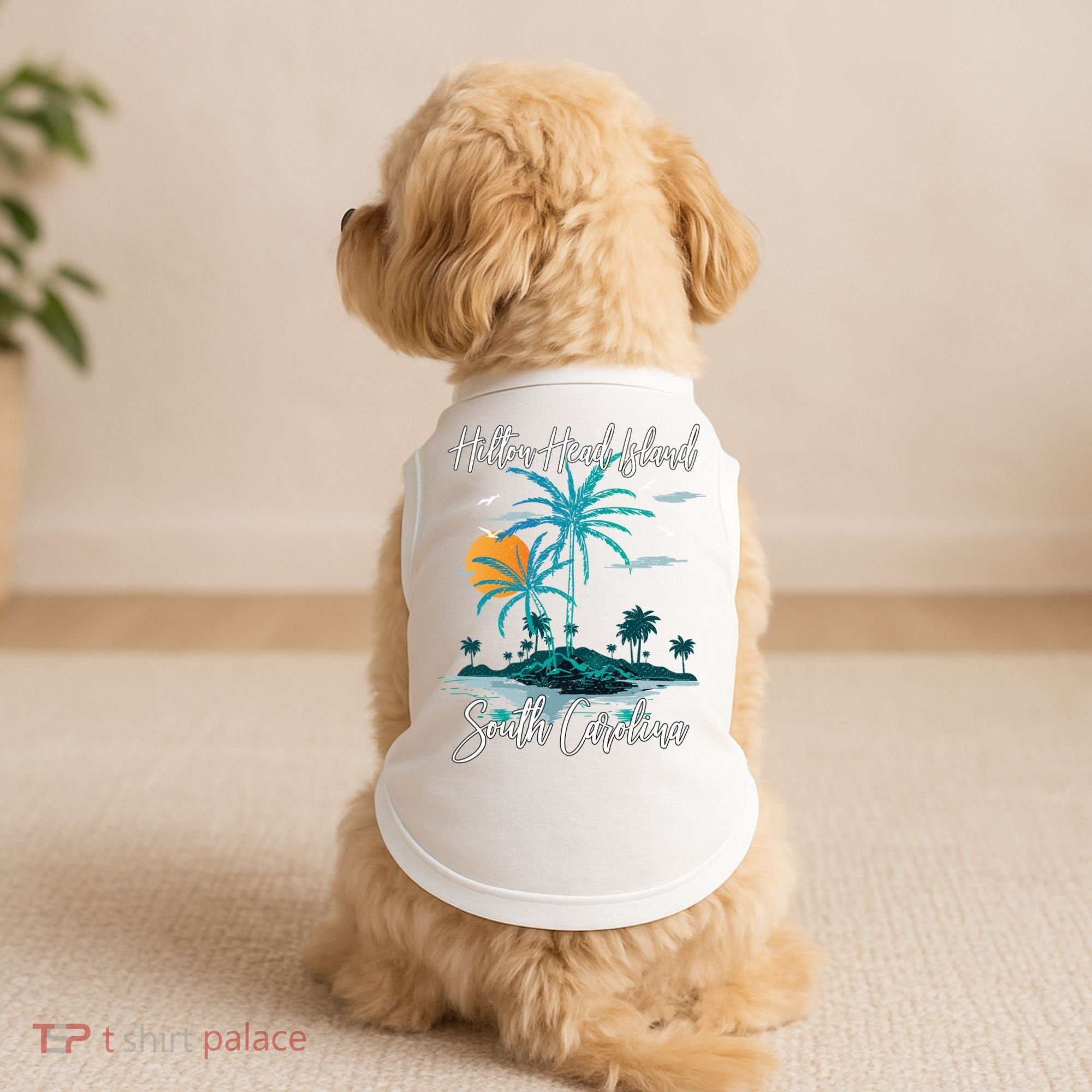 Summer Vacation Retro South Carolina Hilton Head Island Gift Doggie Tank