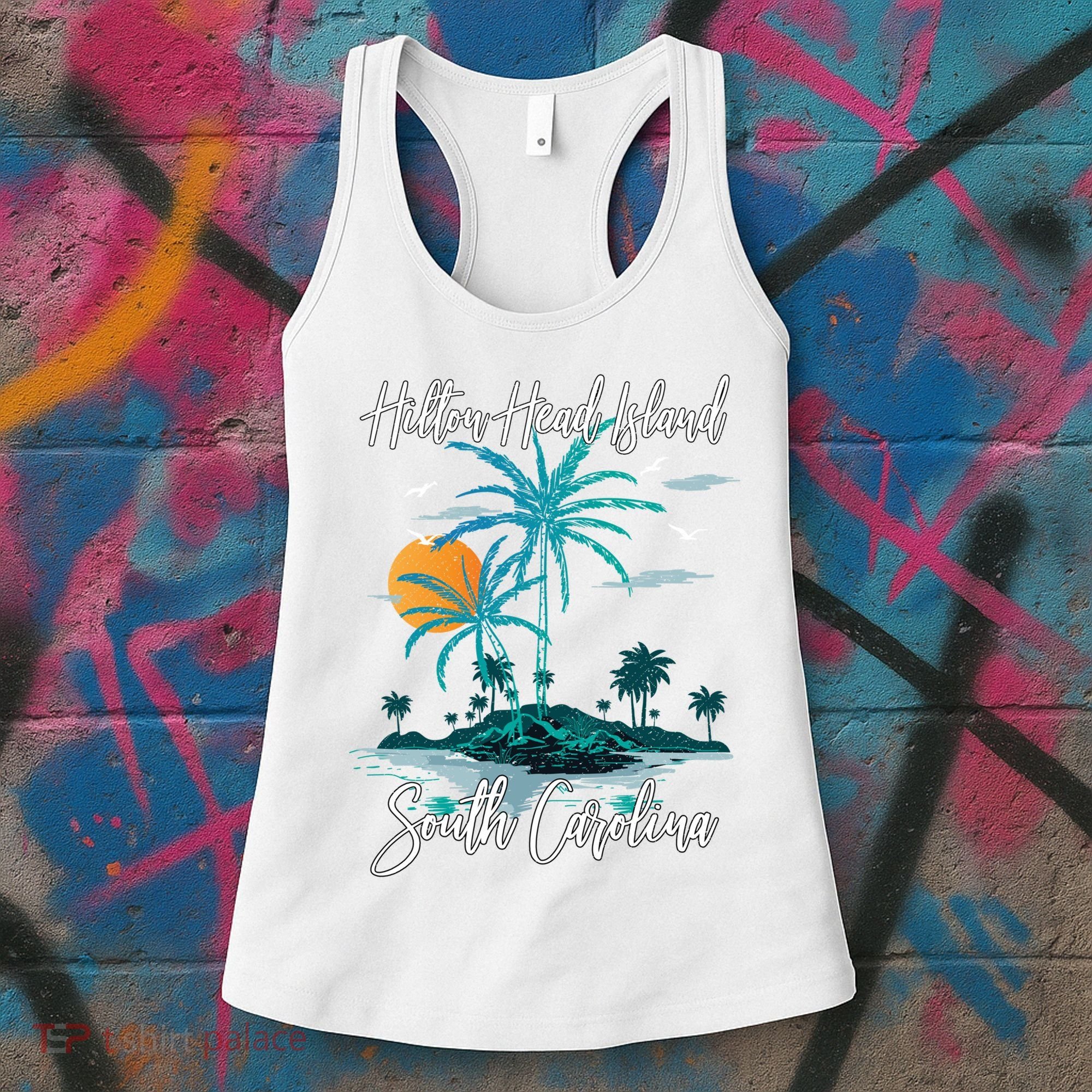 Summer Vacation Retro South Carolina Hilton Head Island Gift Women's Tank Top