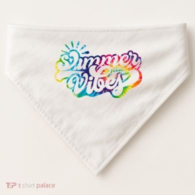Summer Vibes Retro Colorful Trippy Style USA-Made Doggie Bandana