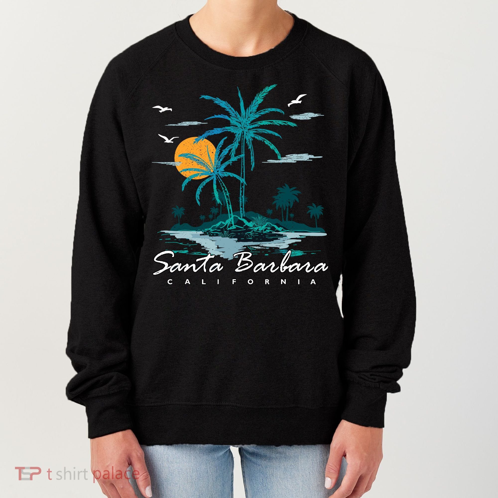 Summer Vacation Retro Sunset California Santa Barbara Women's Sweatshirt