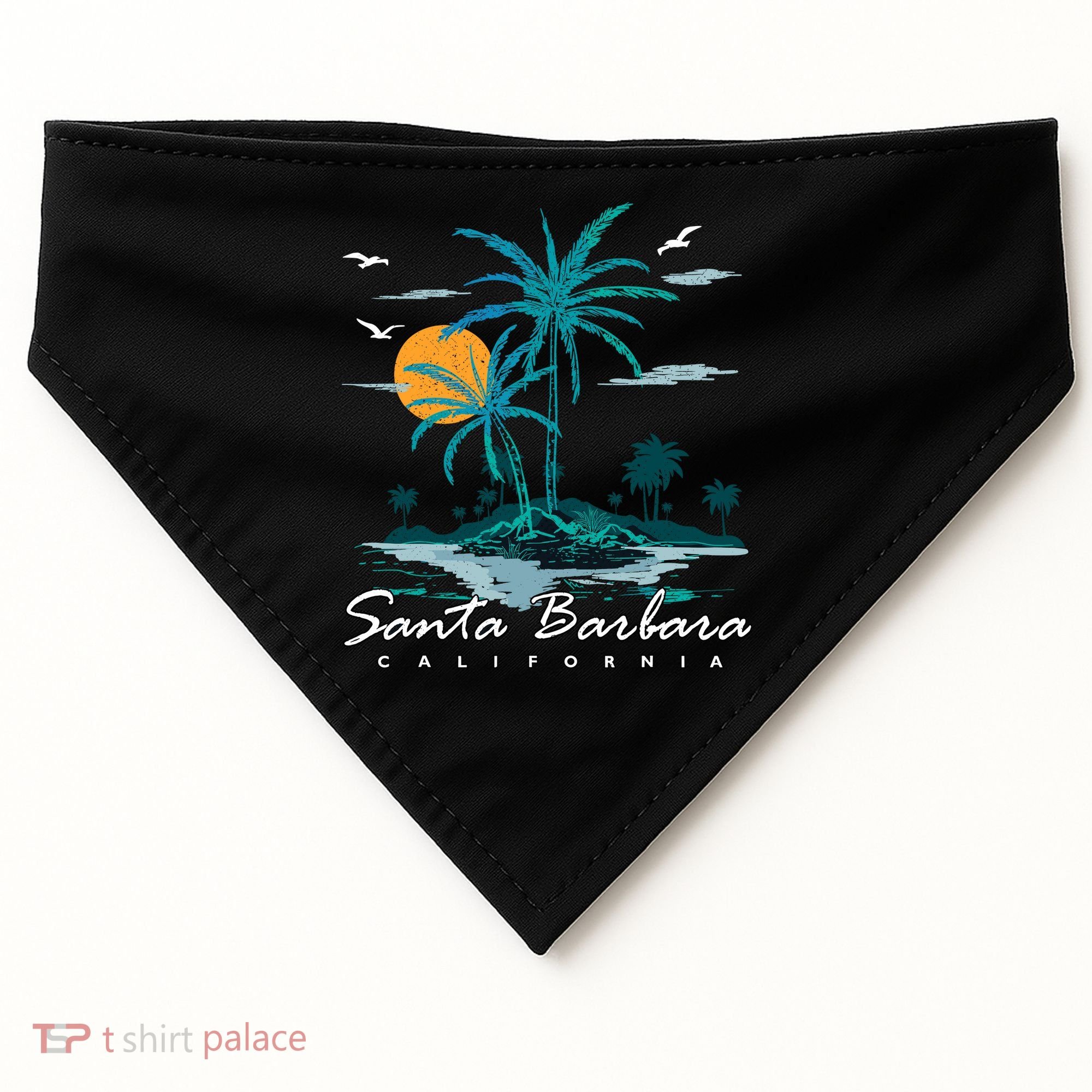 Summer Vacation Retro Sunset California Santa Barbara USA-Made Doggie Bandana