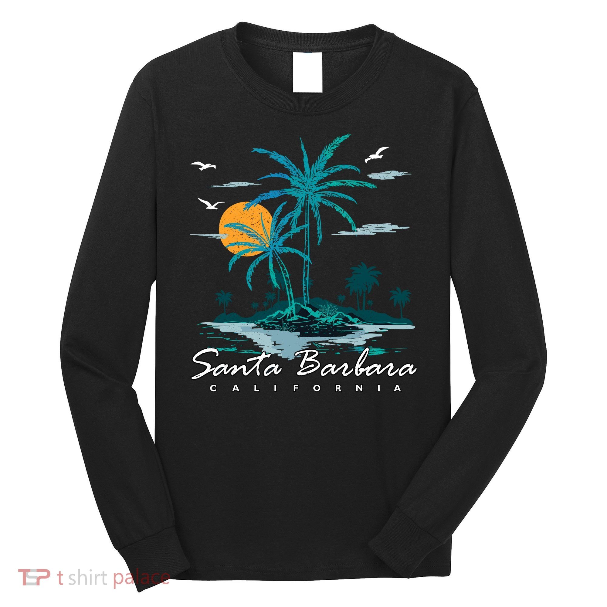Summer Vacation Retro Sunset California Santa Barbara Long Sleeve Shirt