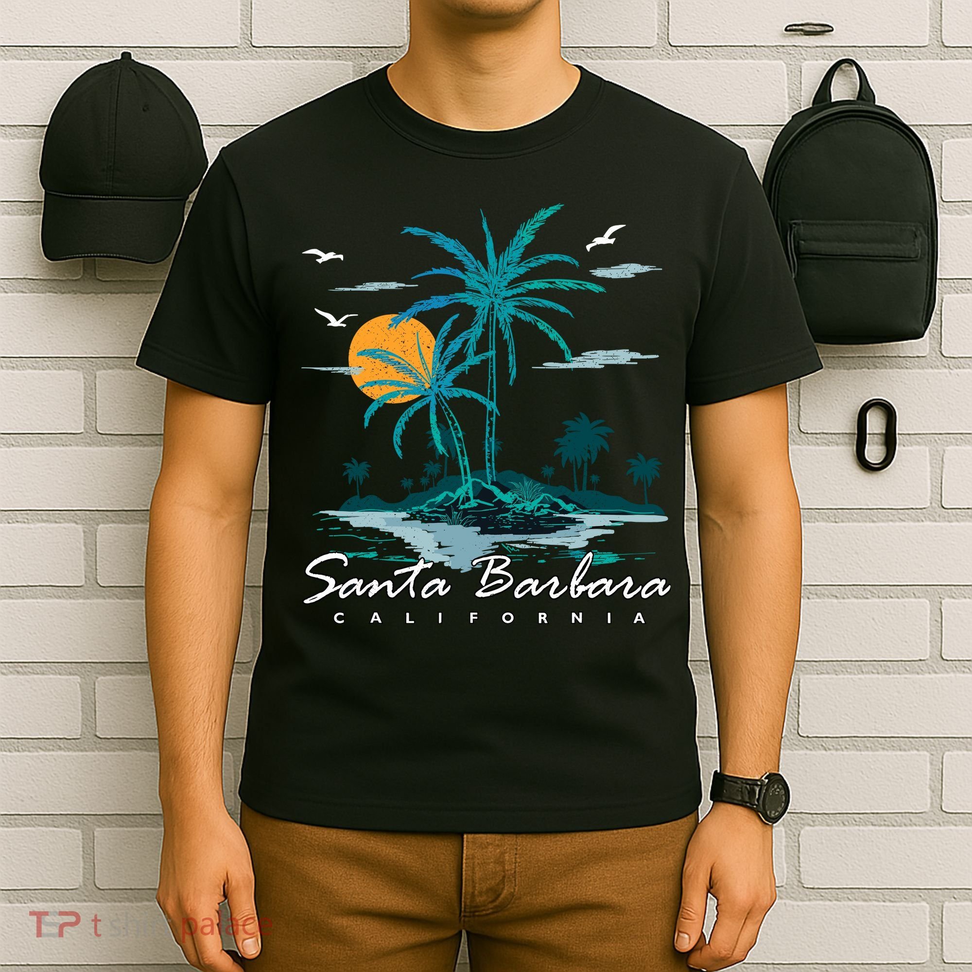 Summer Vacation Retro Sunset California Santa Barbara T-Shirt
