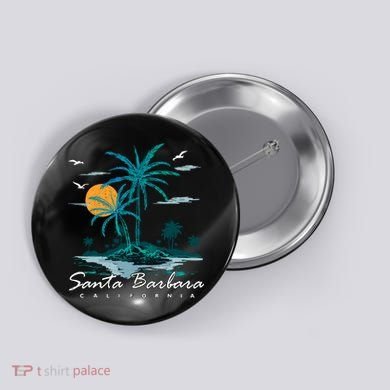 Summer Vacation Retro Sunset California Santa Barbara Button