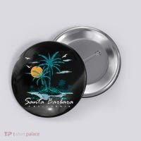Summer Vacation Retro Sunset California Santa Barbara Button thumb 0