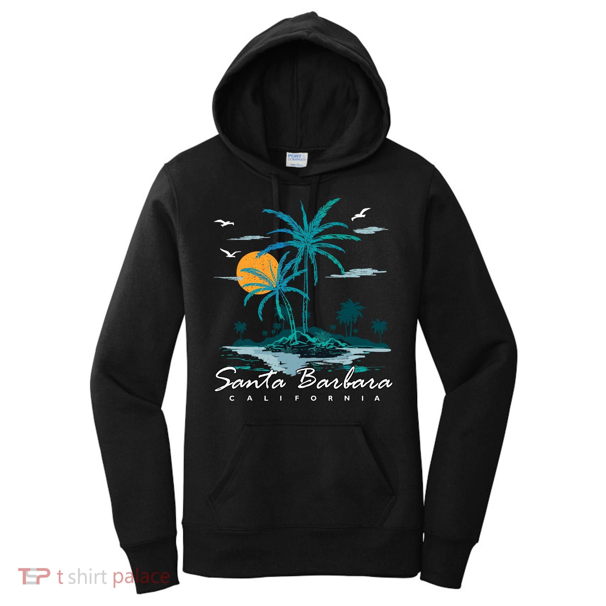 Summer Vacation Retro Sunset California Santa Barbara Women's Hoodie