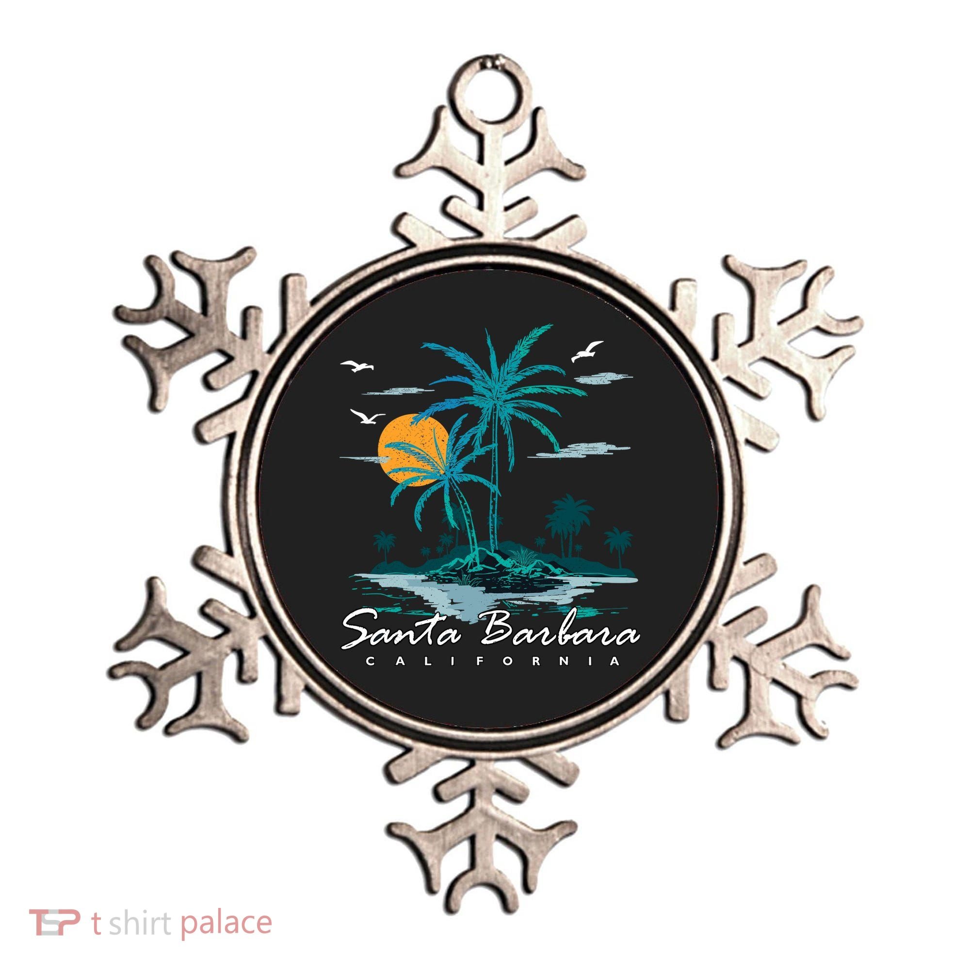 Summer Vacation Retro Sunset California Santa Barbara Ornament