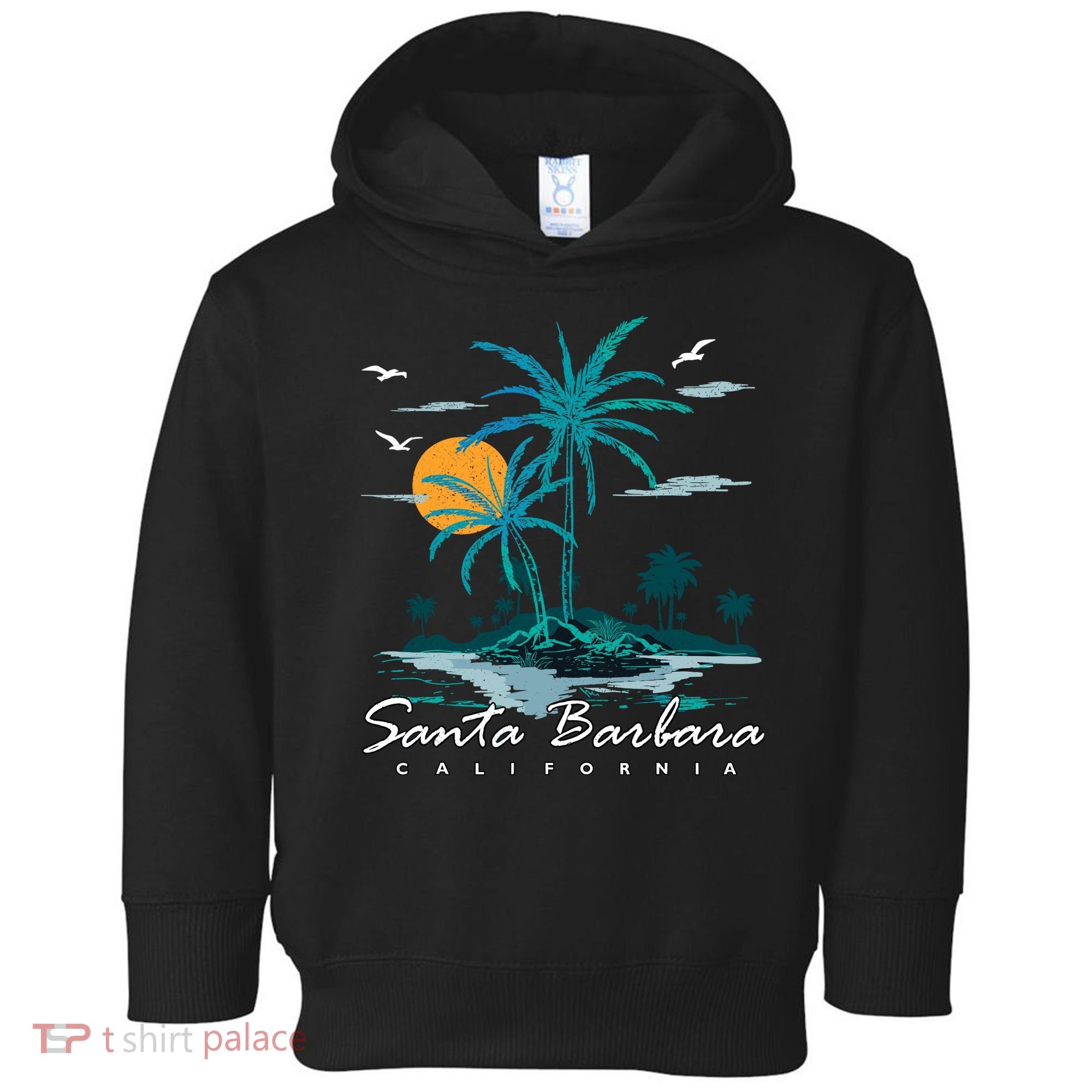 Summer Vacation Retro Sunset California Santa Barbara Toddler Hoodie