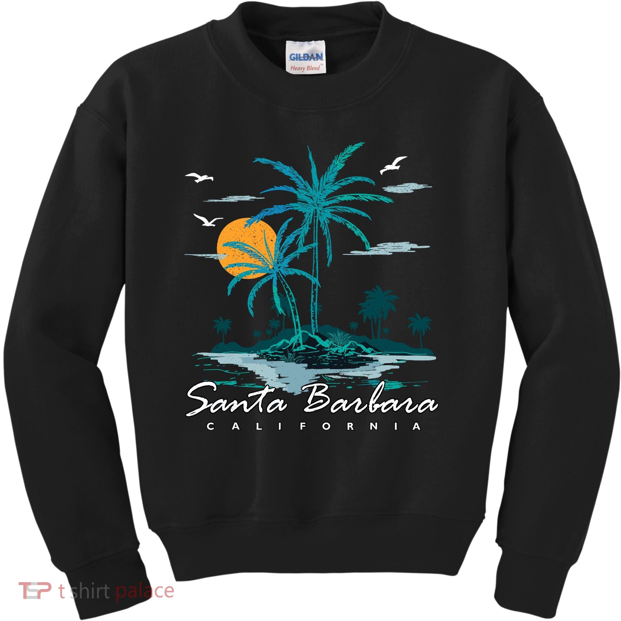 Summer Vacation Retro Sunset California Santa Barbara Kids Sweatshirt