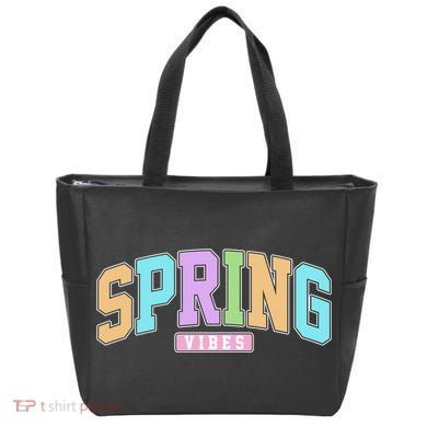 Spring Vibes Retro Varsity Tote Bag